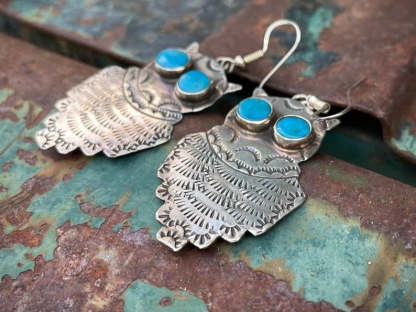 Vintage Owl Turquoise Earrings-canovaniajewelry