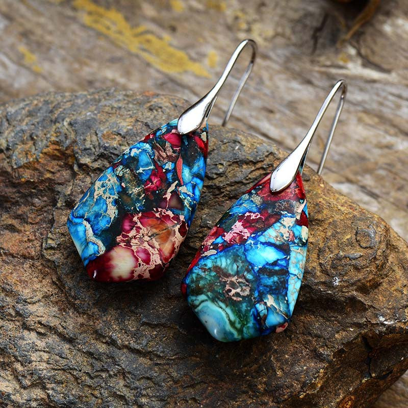 Bohemian Colorful Imperial Stone Geometric Drop Earrings-canovaniajewelry