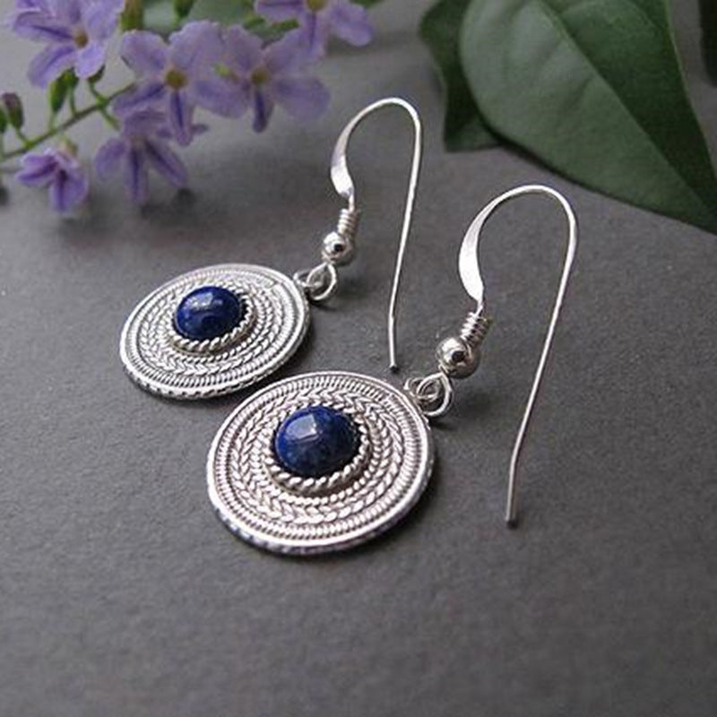 Silver disc earrings with lapis lazuli-canovaniajewelry