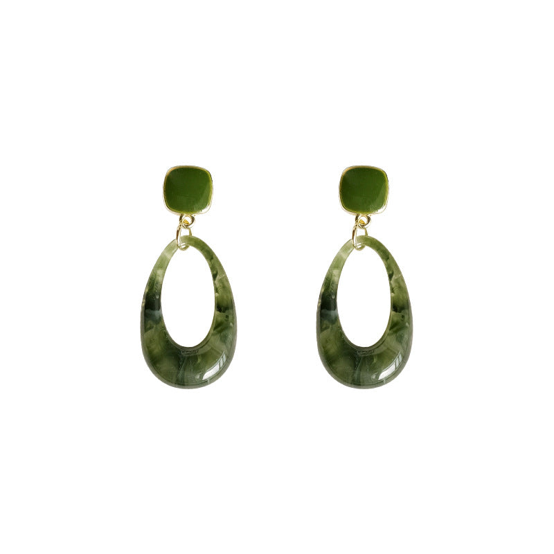 Retro smudged green resin earrings-canovaniajewelry
