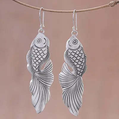 Retro fish earrings-canovaniajewelry