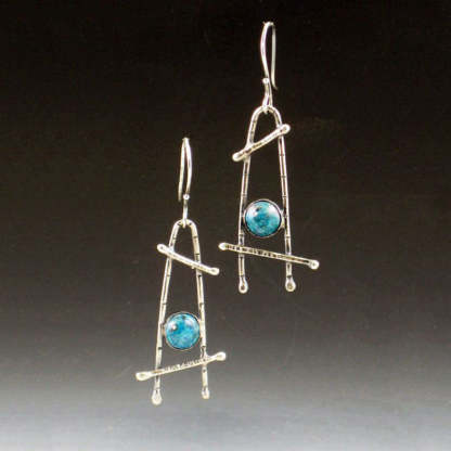 Simple hand-set turquoise earrings-canovaniajewelry