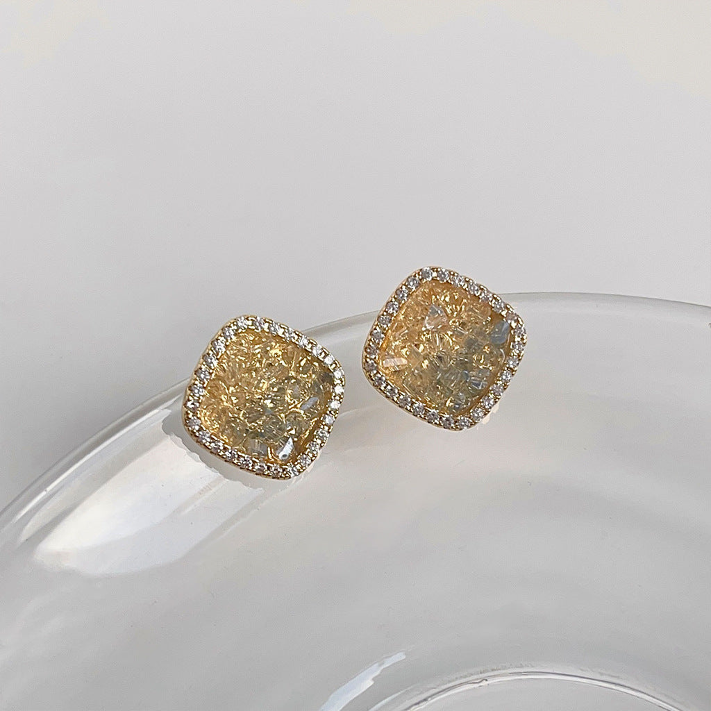 925 silver needle square zircon stud earrings-canovaniajewelry