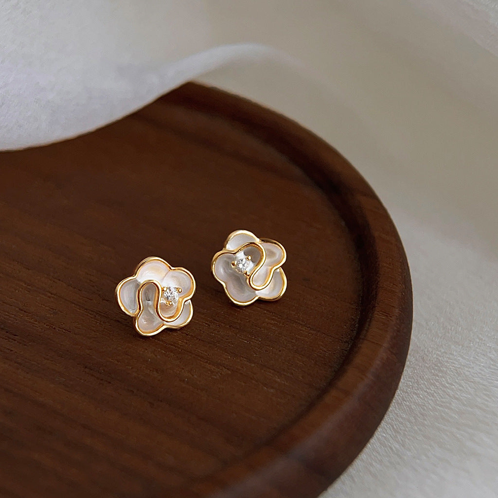 Petite Camellia Stud Earrings-canovaniajewelry