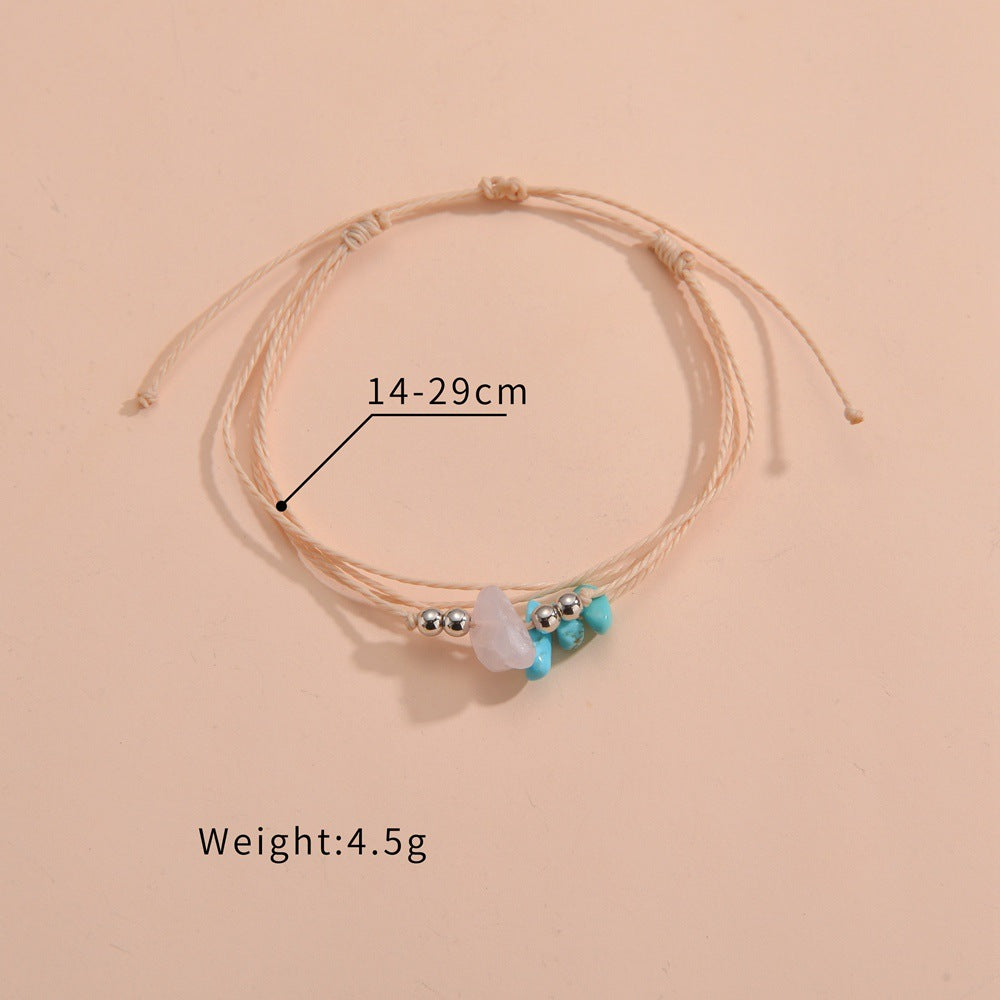 Gravel multi-layer braided adjustable women's anklet bracelet-canovaniajewelry