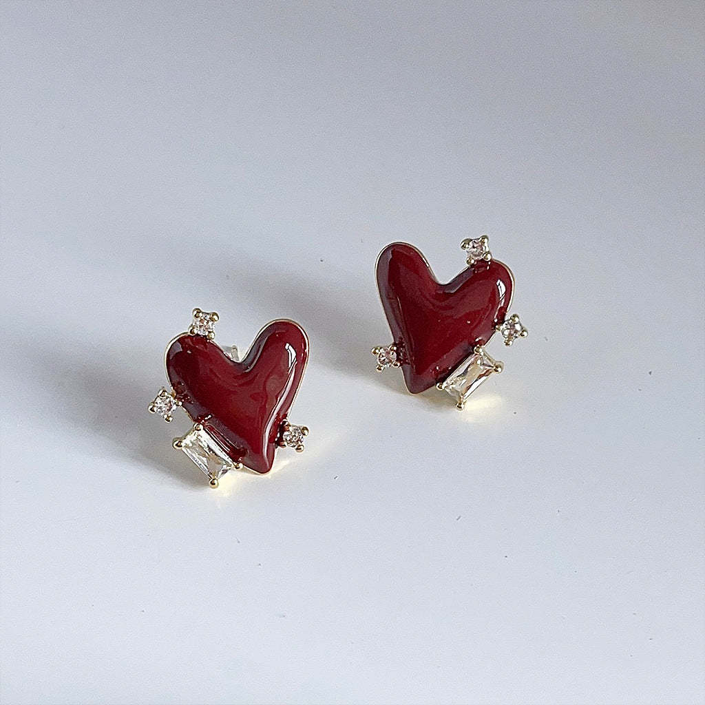 Burgundy love earrings-canovaniajewelry