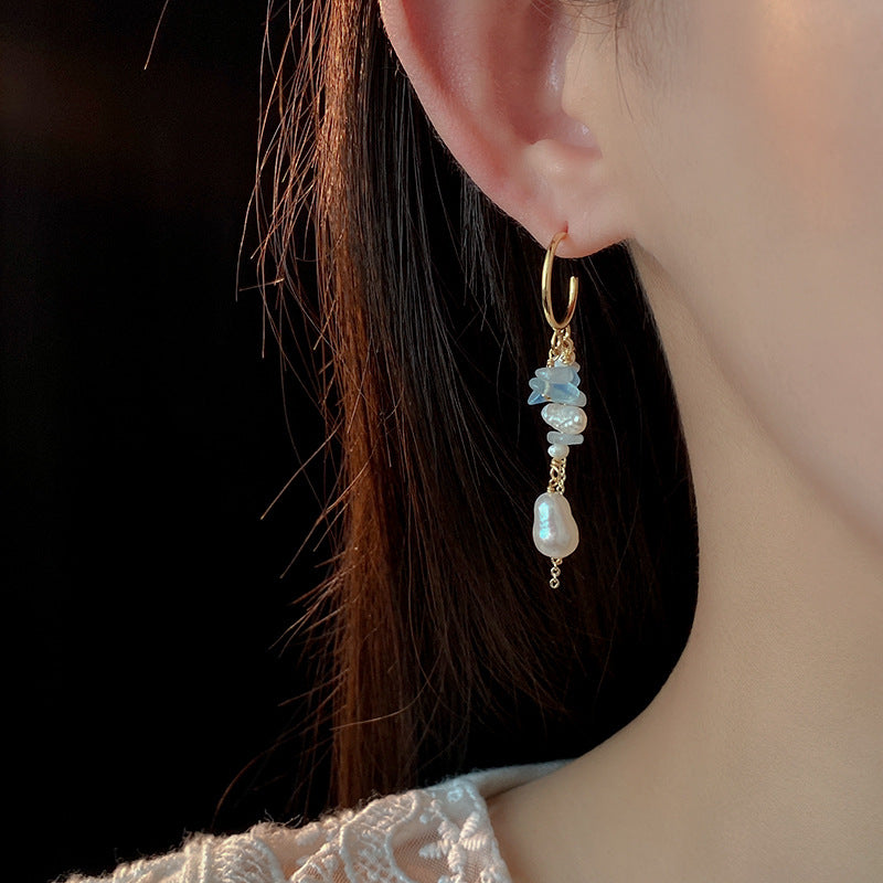 Asymmetric Baroque Freshwater Pearl tassel Earrings-canovaniajewelry