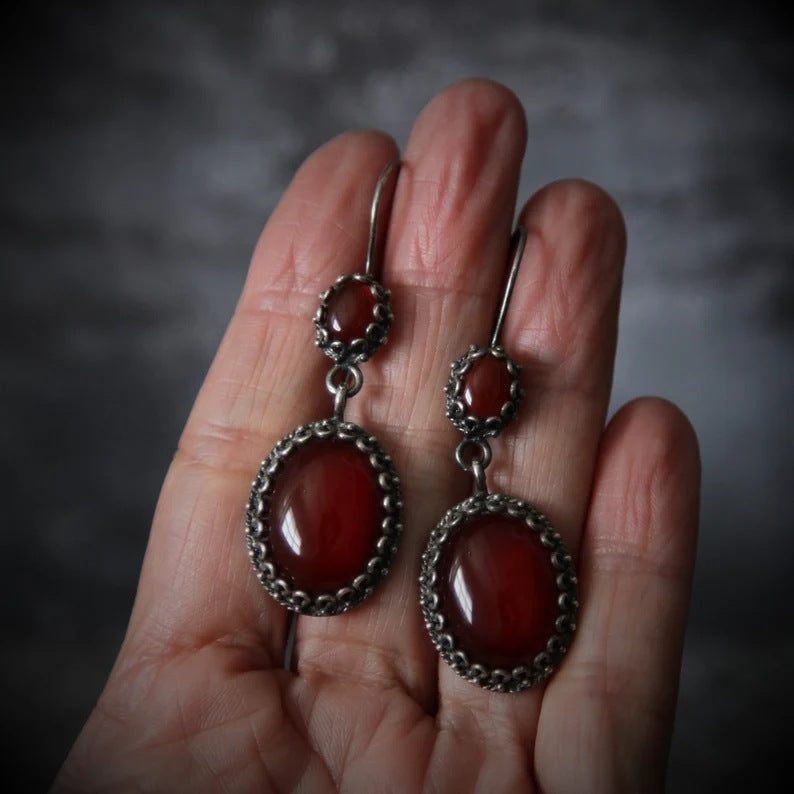 Baroque red agate Stud earrings-canovaniajewelry