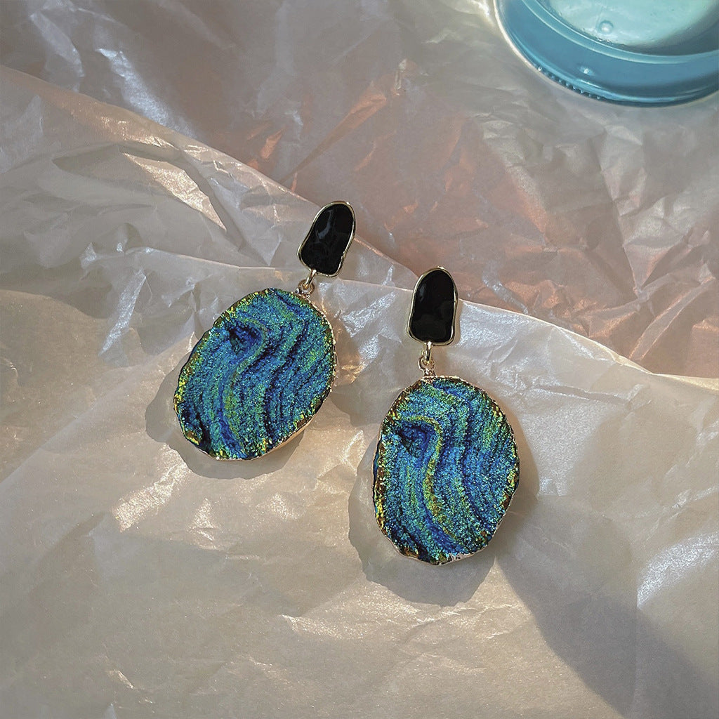 Klein blue textured earrings-canovaniajewelry