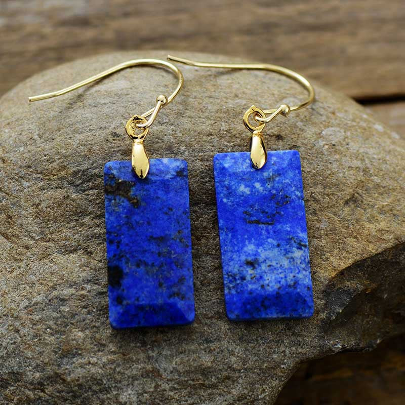 Natural Stone Healing Crystal Earrings- Lapis Lazuli Earrings-canovaniajewelry