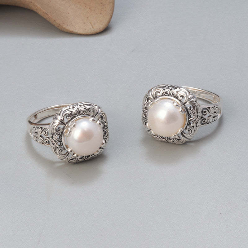 S925 Silver Pearl Ring-canovaniajewelry