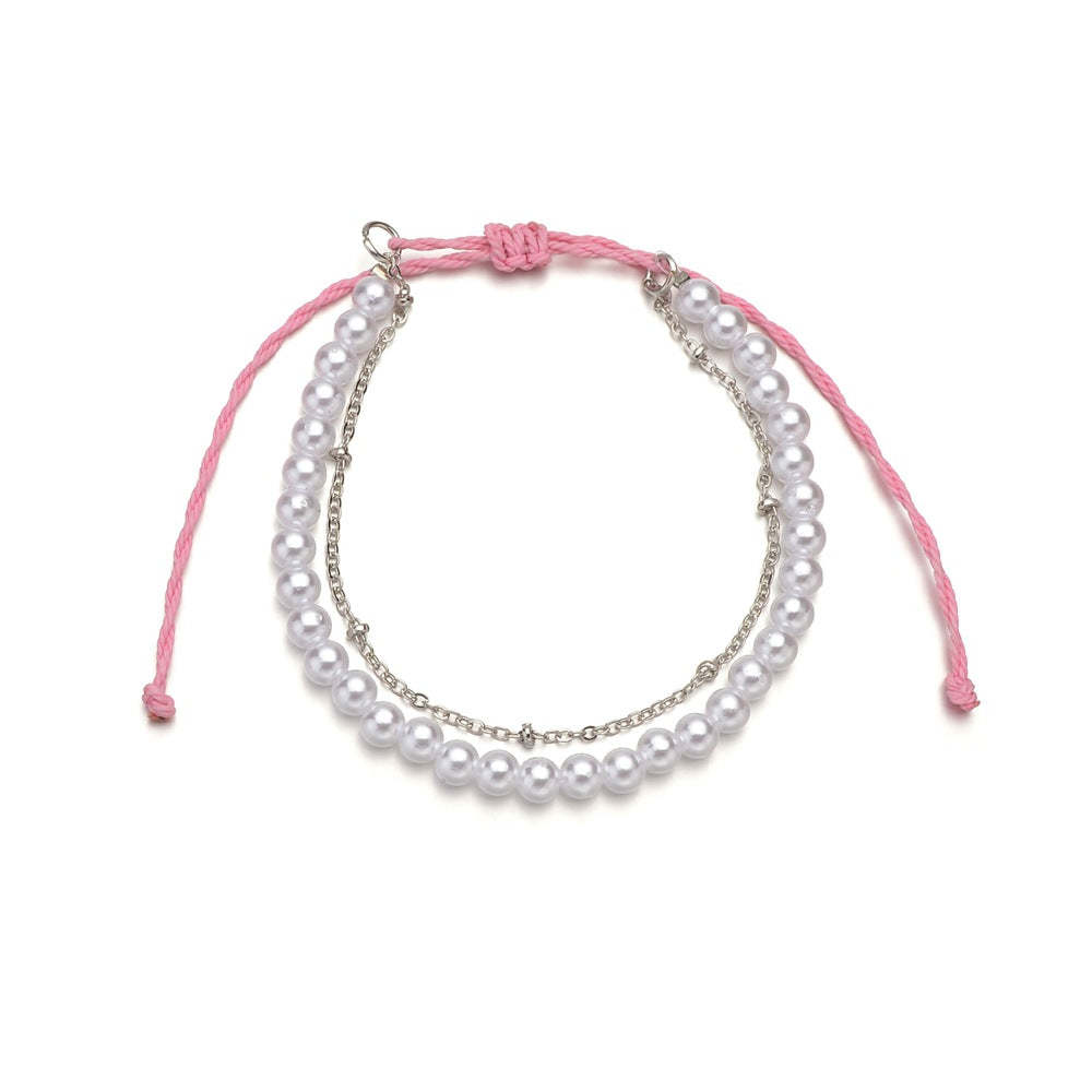 Pearl adjustable braided double anklet-canovaniajewelry