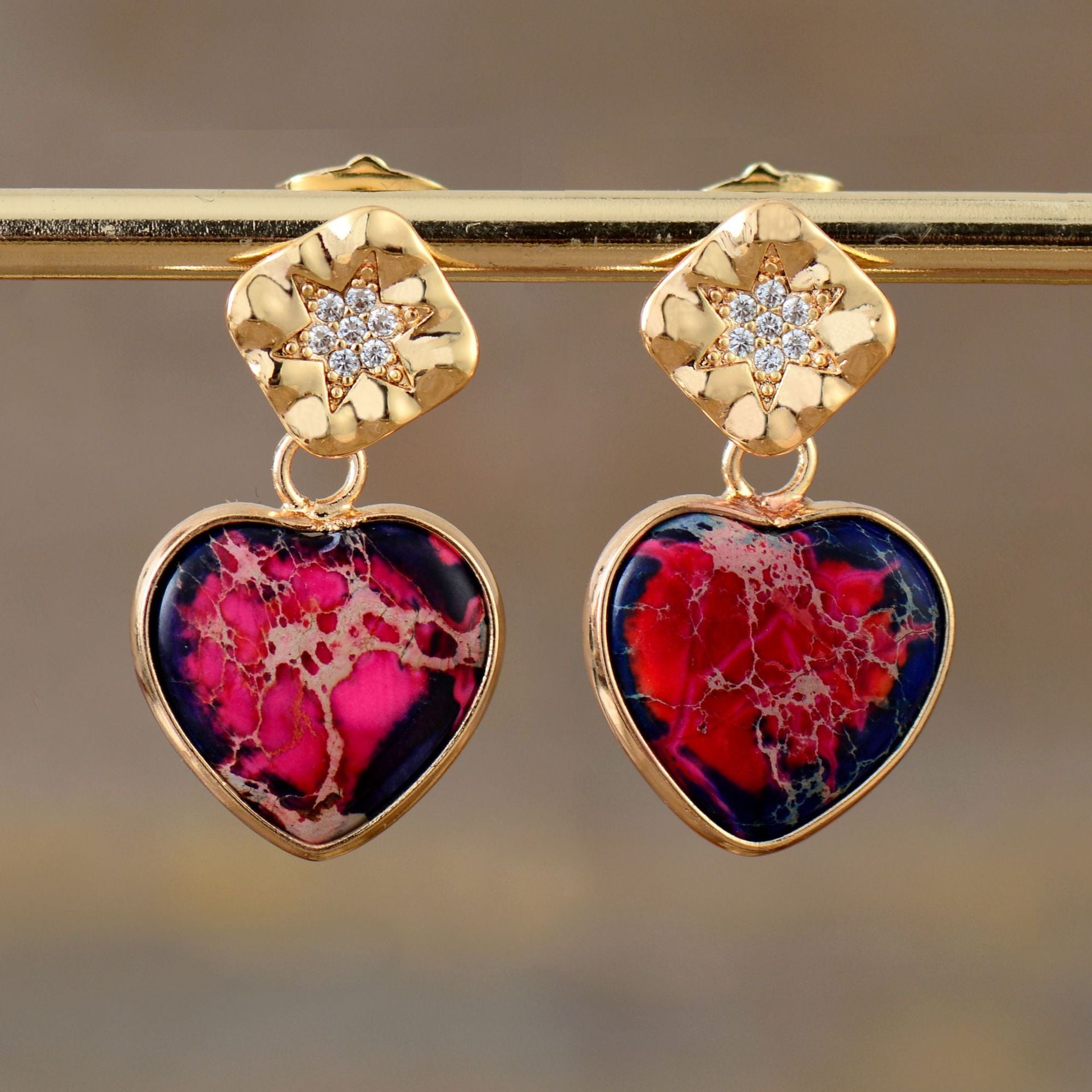 Imperial Stone Heart Pendant Earrings-canovaniajewelry
