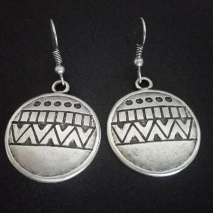 Amazon vintage Tribal round carved earrings-canovaniajewelry