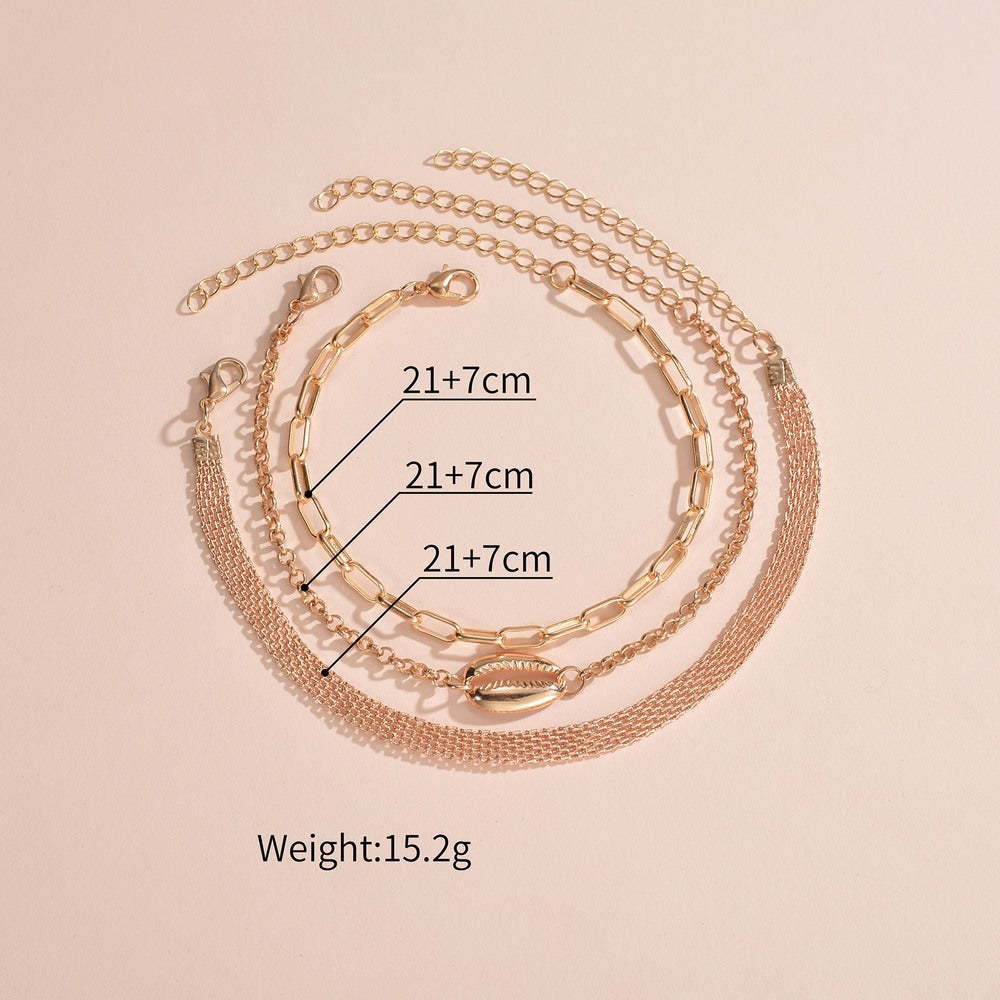 Sexy beach Summer shell metal multi-layer anklet set for women-canovaniajewelry