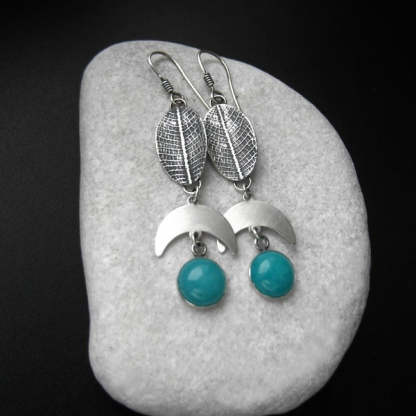 Leaf Moon Turquoise Earrings-canovaniajewelry