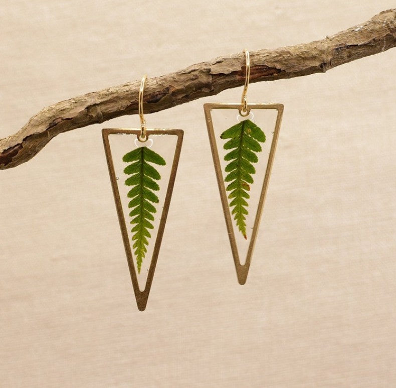 Retro new triangle drop glue leaf earringscanovaniajewelry