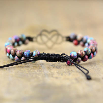 Peach heart-shaped double-layer hand-woven bracelet-canovaniajewelry