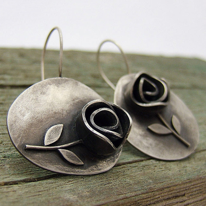 Bohemian Asymmetrical Rose Flower Earrings-canovaniajewelry