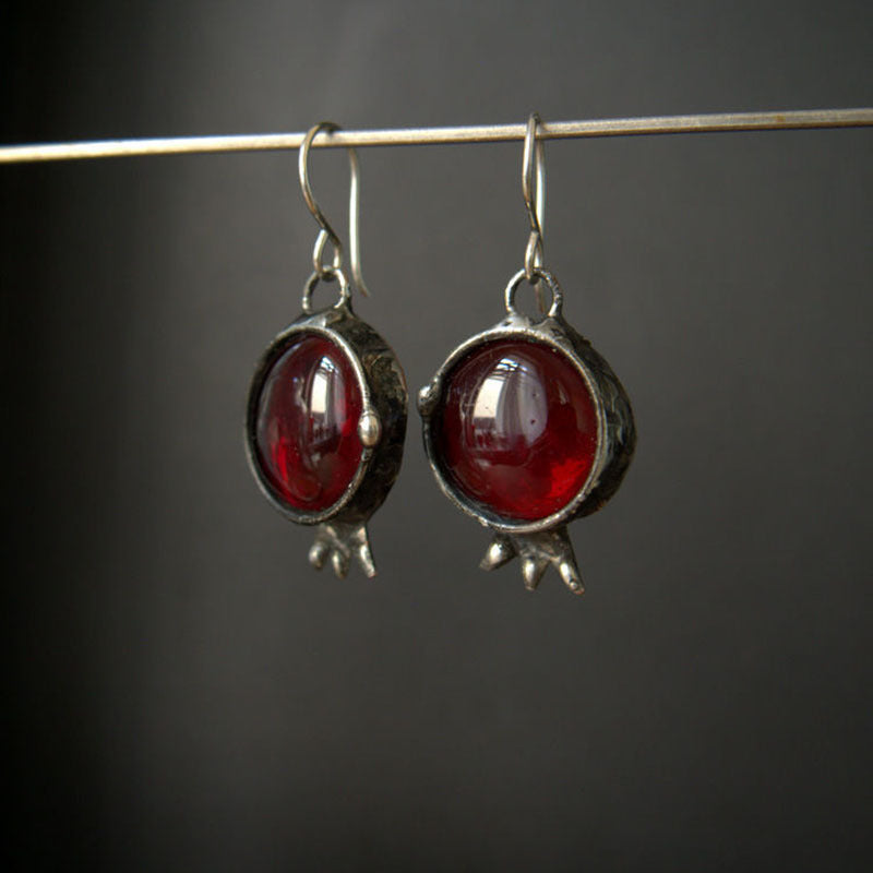 Earrings set with red zircon-canovaniajewelry