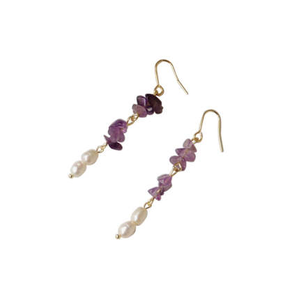 Purple gravel freshwater pearl earrings-canovaniajewelry