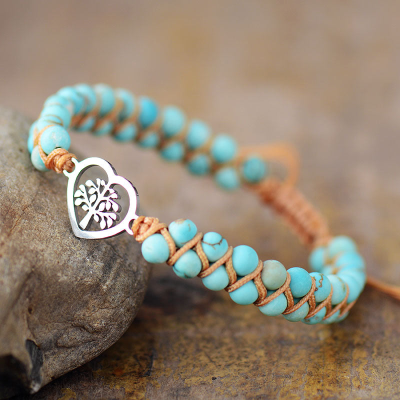 Turquoise Heart Tree of Life Palm Bracelet-canovaniajewelry
