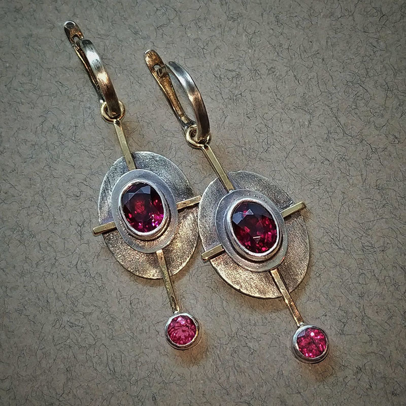 Vintage red Crystal Pendant earrings-canovaniajewelry