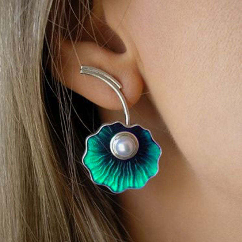 Teal floral Vintage earrings-canovaniajewelry