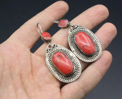 Turquoise pendant earrings-canovaniajewelry