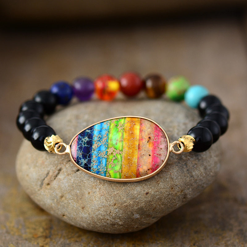 7 Chakra Bracelet - Heart-shaped Healing Natural Stone beaded Bracelet-canovaniajewelry