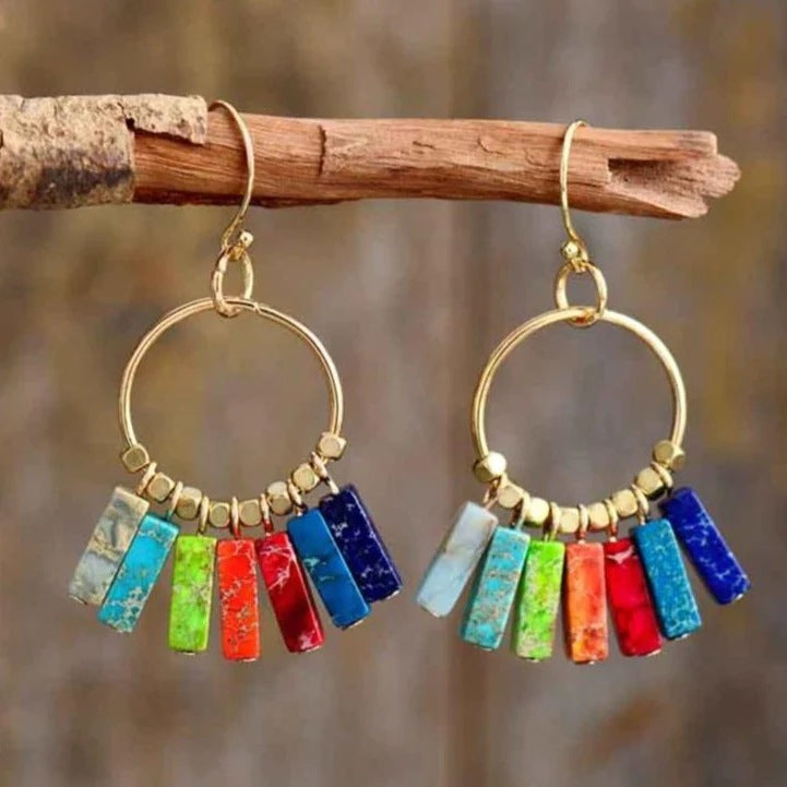 Imperial Stone Cuboid Colorful Pendant Earrings-canovaniajewelry