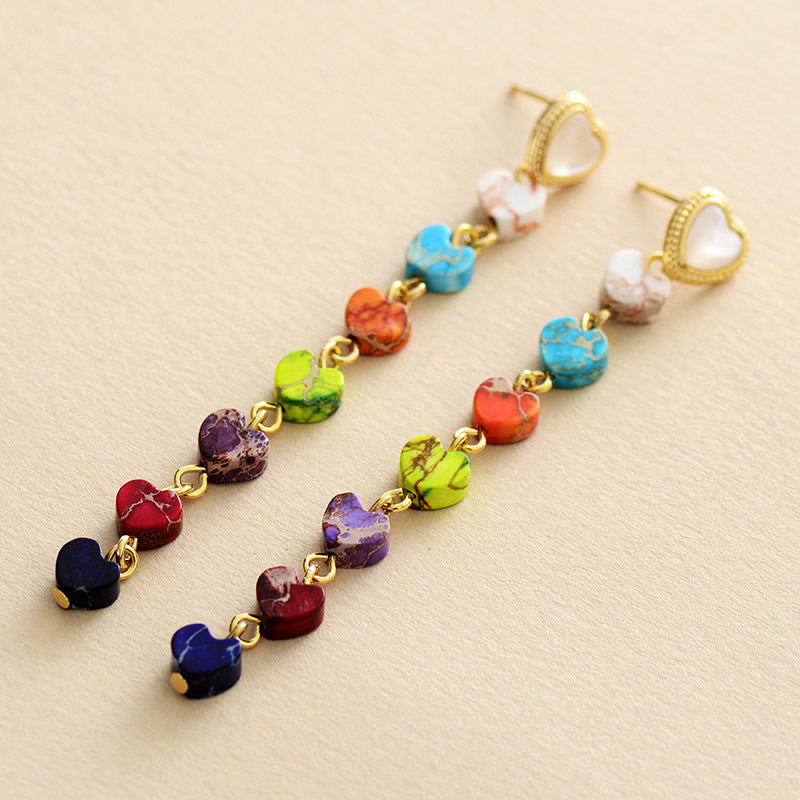 Colorful Love Emperor Stone Pendant Earrings-canovaniajewelry
