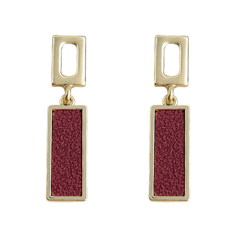 Long geometric red leather earrings-canovaniajewelry