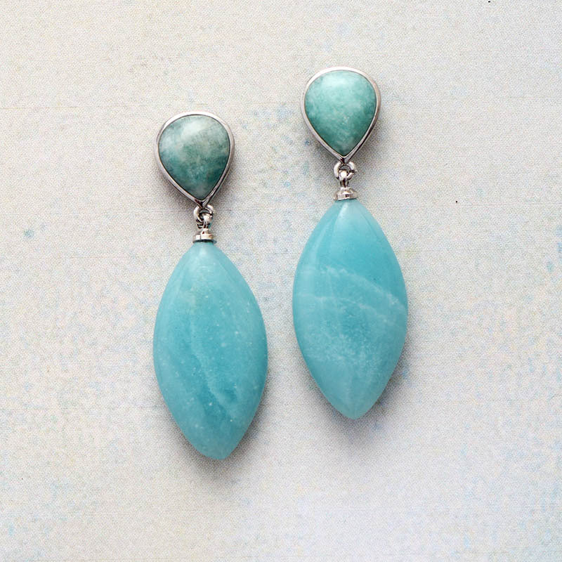 Amazonite drop-shaped earrings-canovaniajewelry