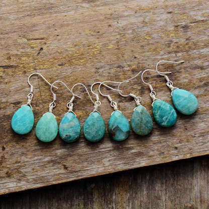 Amazonite Stone Pendant Earrings Pendant Healing Hanging Earrings-canovaniajewelry