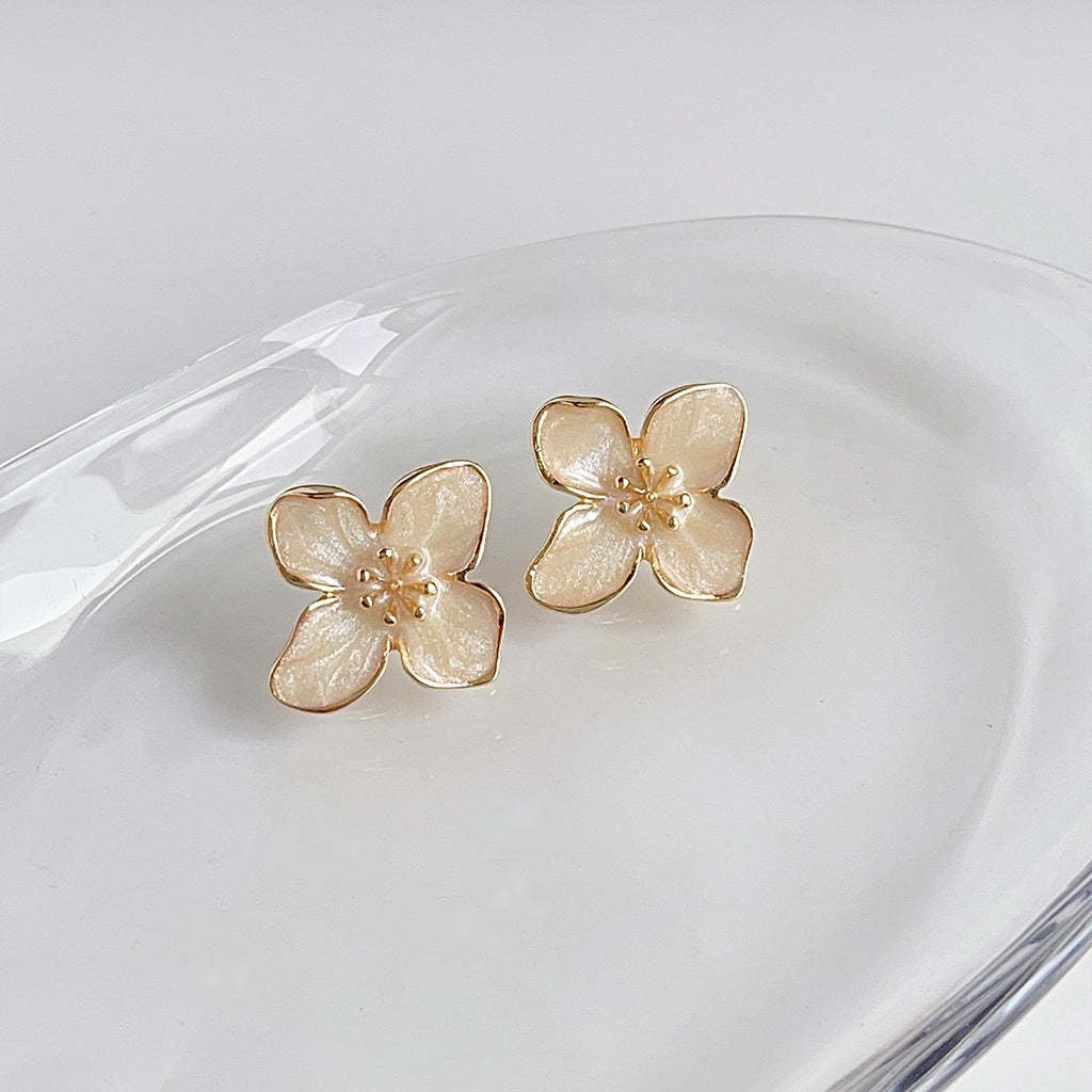 Quicksand gold drop glaze flower earrings-canovaniajewelry