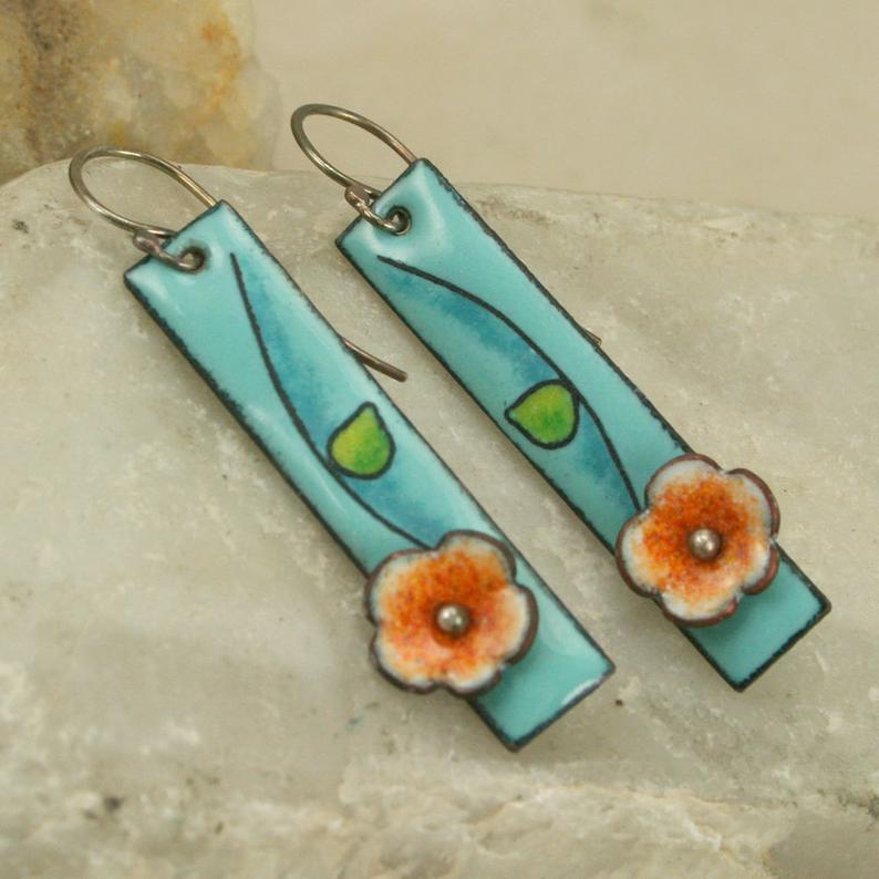 Floral Enamel Earrings-canovaniajewelry