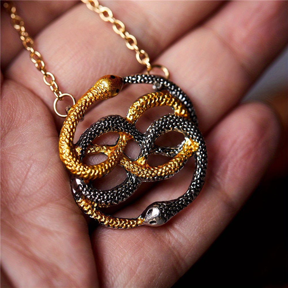 Bohemian Gothic Vintage Snake Hollow Pendant Necklace