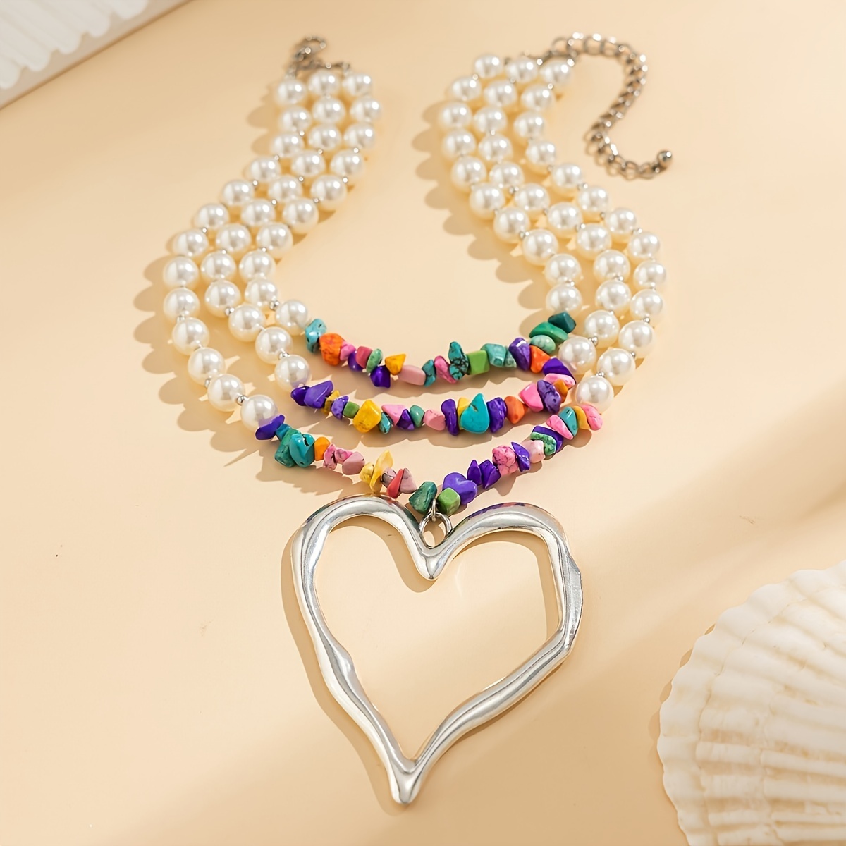 Irregular Love Heart Pendant Multilayer Necklace