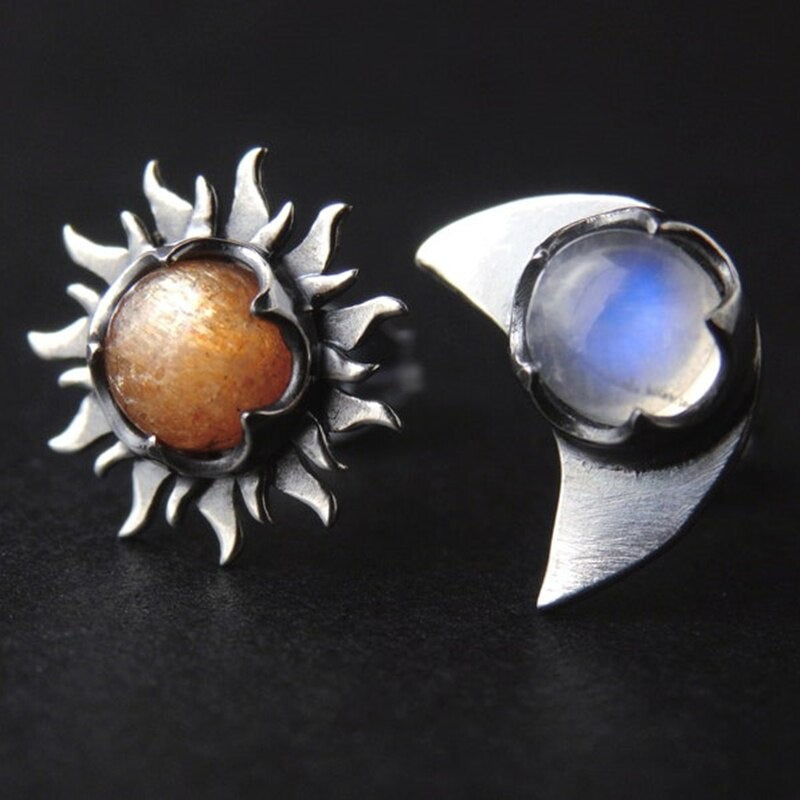 Sun Moon Jeweled Stud Earrings-canovaniajewelry