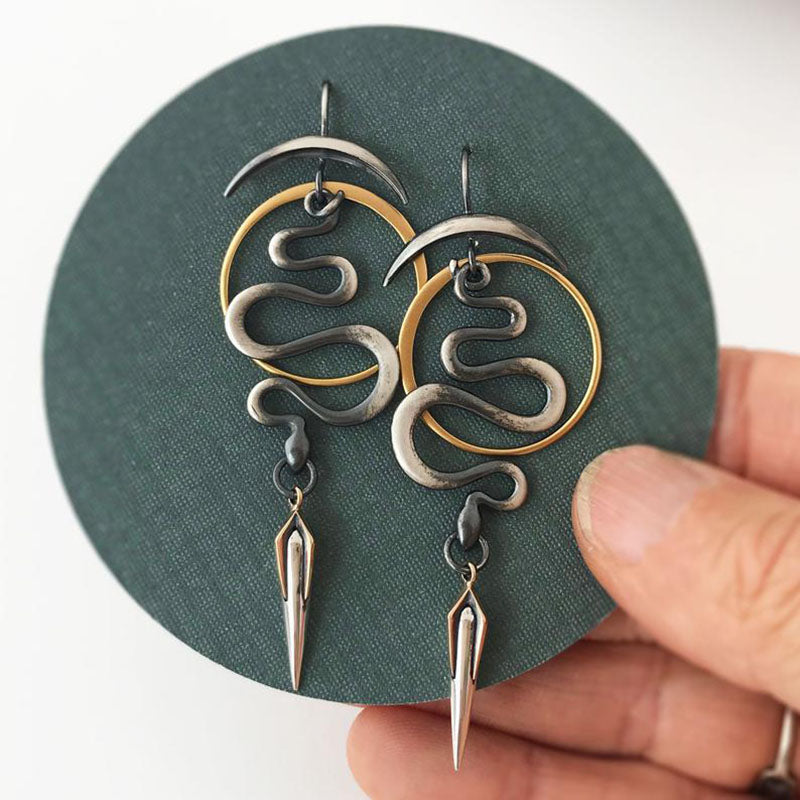 Serpentine Irregular Geometric Spiral Earrings-canovaniajewelry