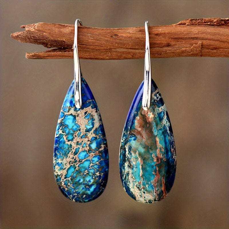 Boho Natural Imperial Stone Water Drop Earrings-canovaniajewelry