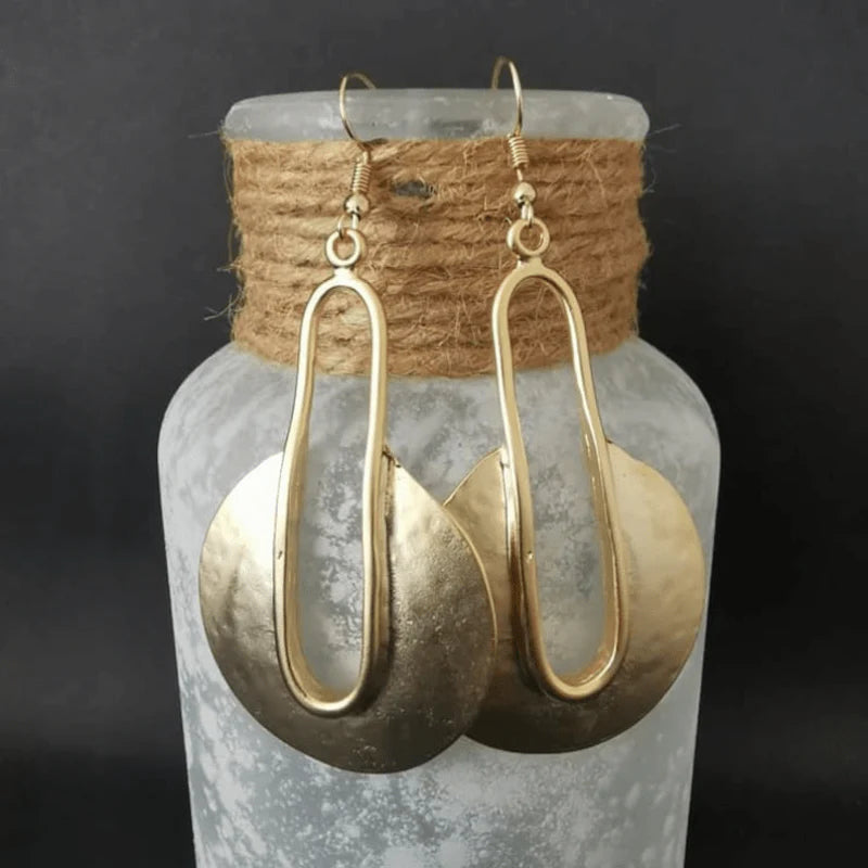 Golden Round Dangle Earrings-canovaniajewelry