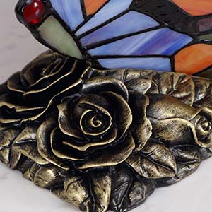 Bieye L30038 butterfly Tiffany style stained glass accent table lamp