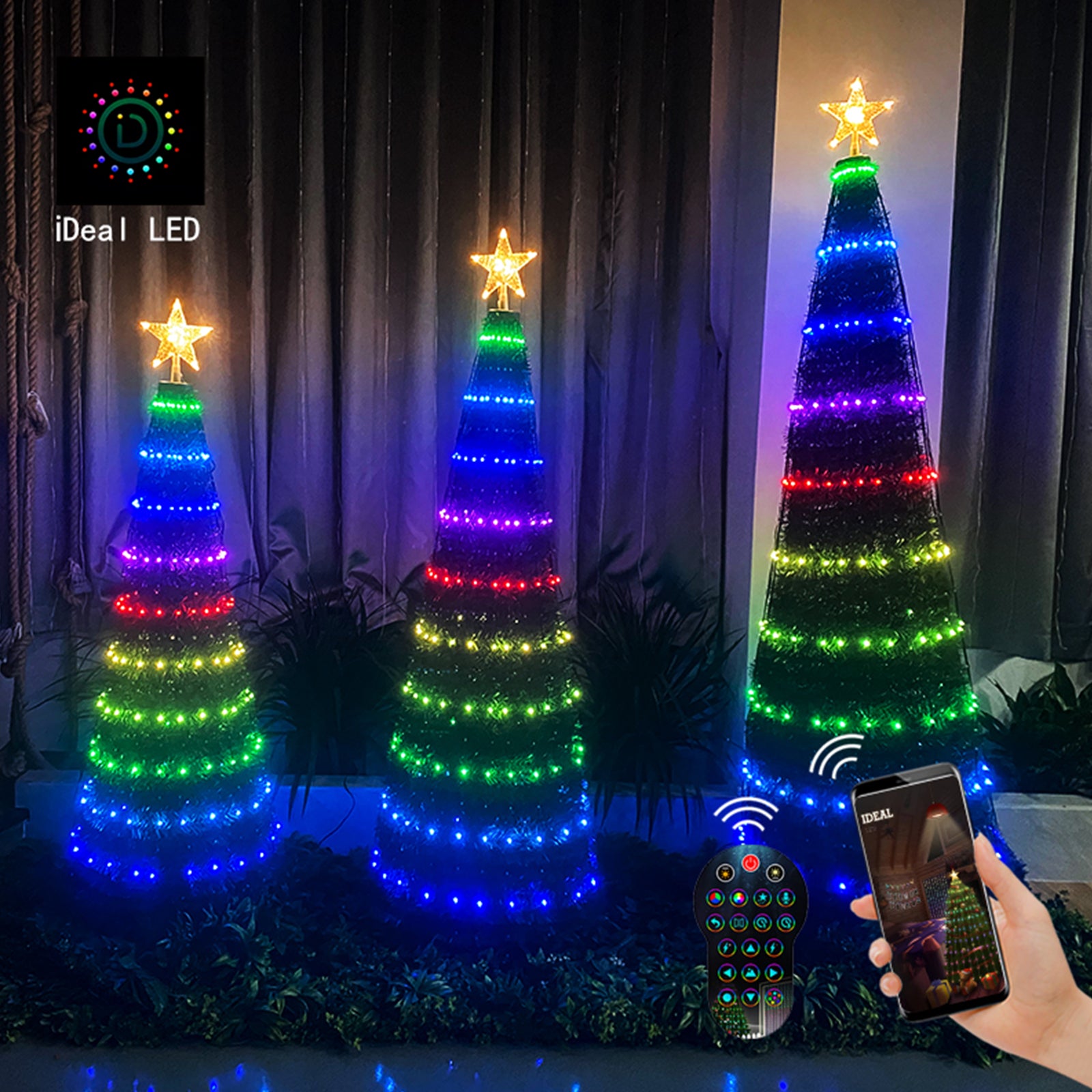 APP Smart Christmas Tree Lights DIY Bluetooth Point Control Symphony LED  RGB Light String Christmas Decoration Atmosphere Light