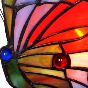 Bieye L30042US butterfly Tiffany style stained glass accent table lamp