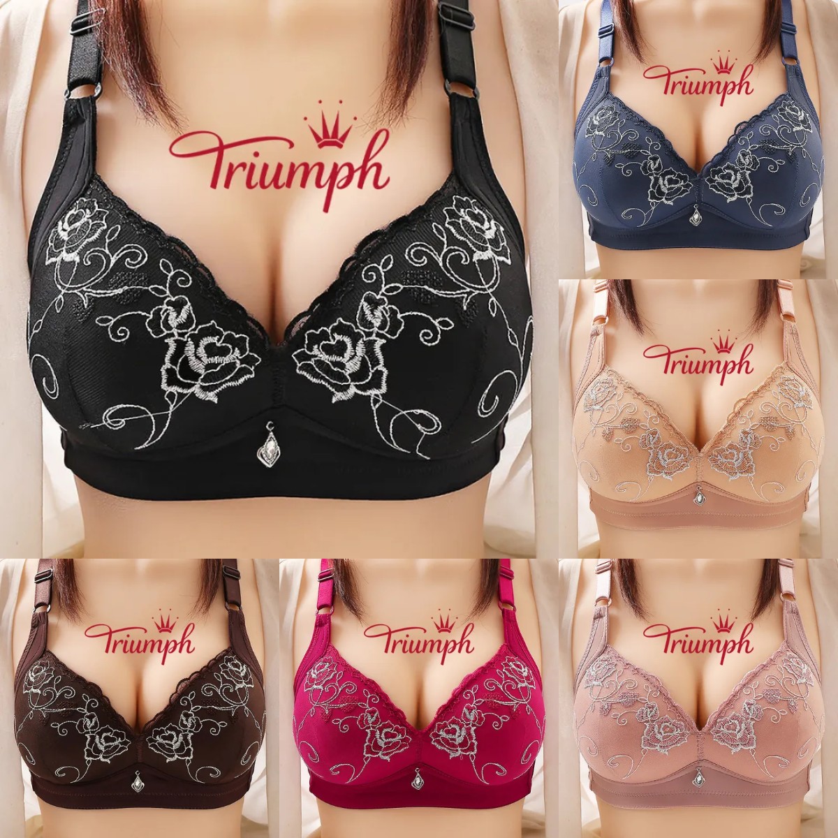 ✨Triumph-3 dalių ✨Super plona ir seksuali ✔️Kvėpuojanti liemenėlė ✔️Belaidė kvėpuojanti liemenėlė