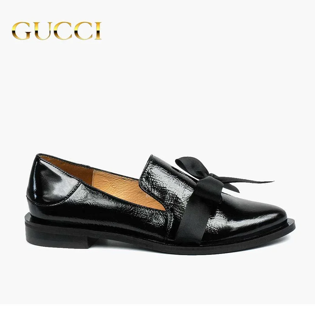 2023 Nowe damskie czarne skórzane buty Gucci®