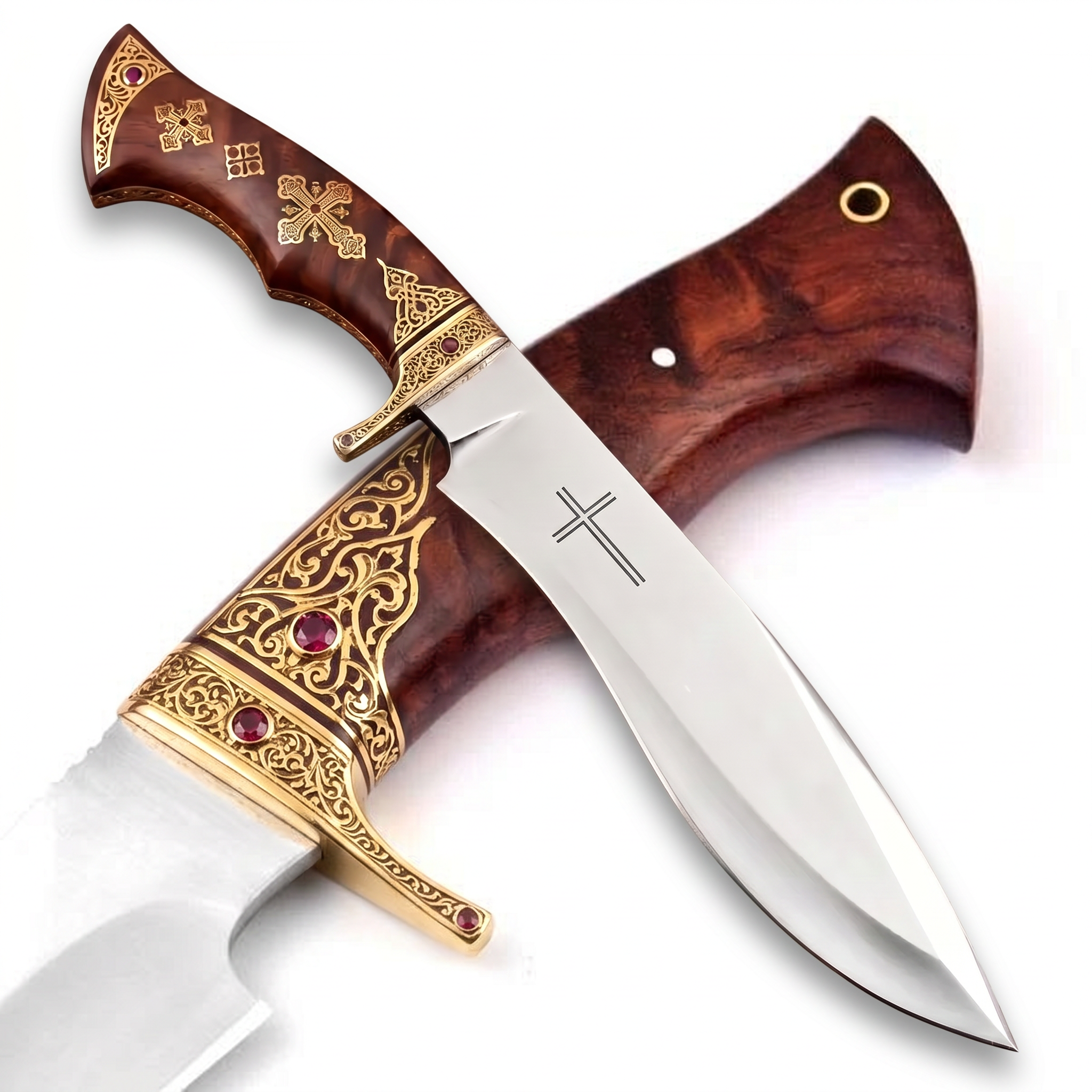 Faca Bowie artesanal em aço D2 (15 polegadas) com bainha em pele