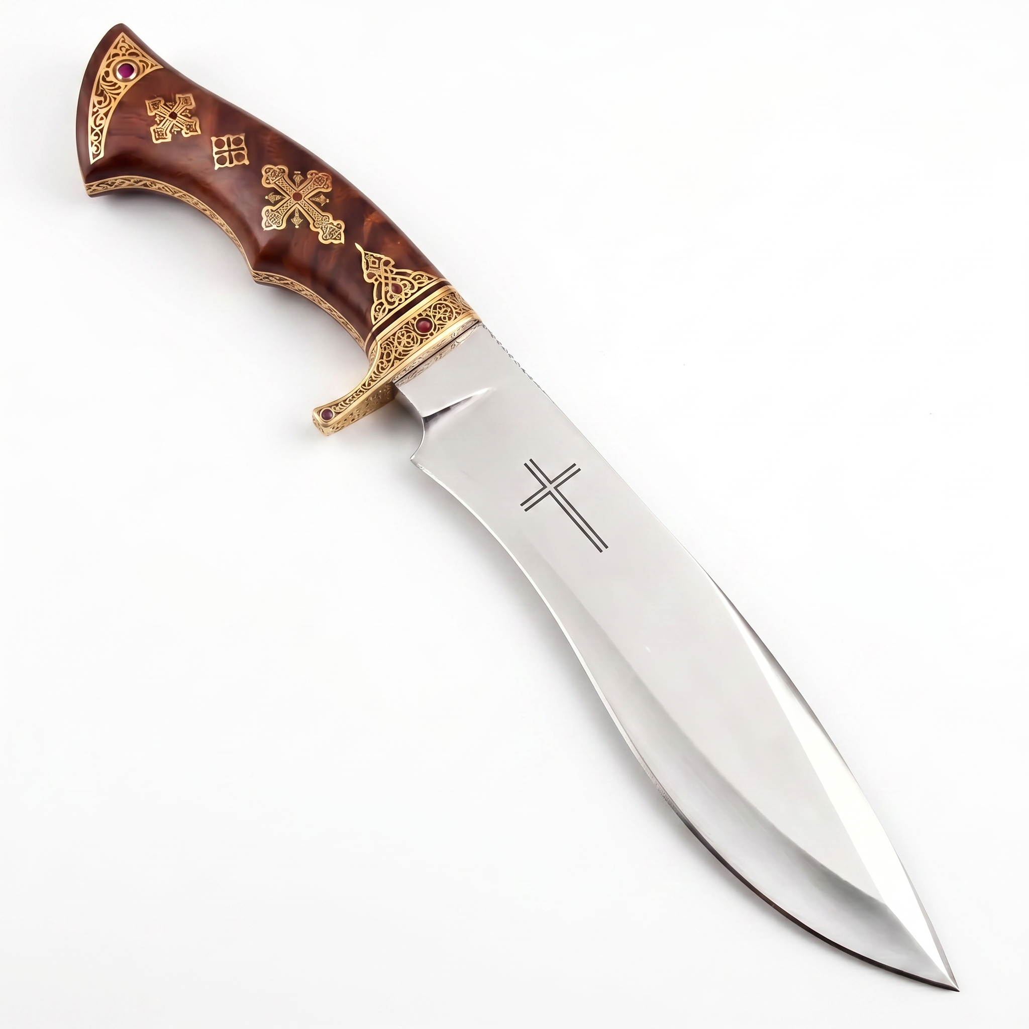 Faca Bowie artesanal em aço D2 (15 polegadas) com bainha em pele